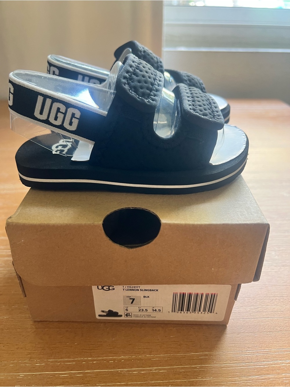 UGG Kids Black Slingback Sport Sandals